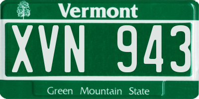 VT license plate XVN943