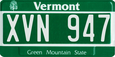VT license plate XVN947