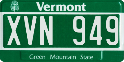 VT license plate XVN949
