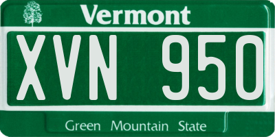 VT license plate XVN950