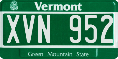 VT license plate XVN952