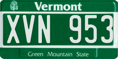 VT license plate XVN953