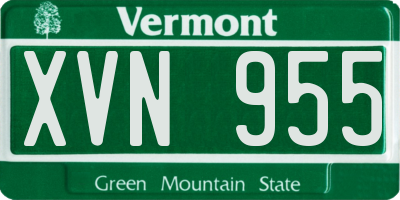 VT license plate XVN955