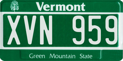 VT license plate XVN959