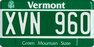 VT license plate XVN960