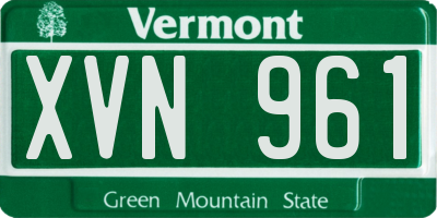 VT license plate XVN961
