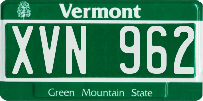 VT license plate XVN962