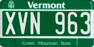 VT license plate XVN963