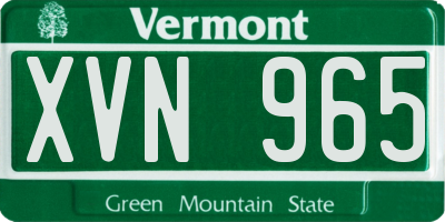 VT license plate XVN965