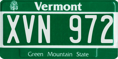 VT license plate XVN972