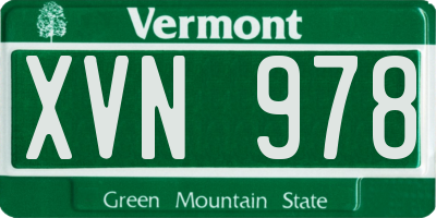 VT license plate XVN978