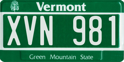 VT license plate XVN981