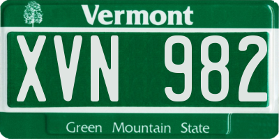 VT license plate XVN982