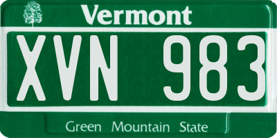 VT license plate XVN983