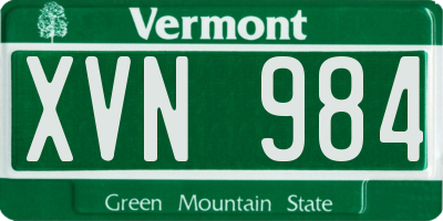 VT license plate XVN984