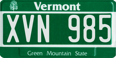 VT license plate XVN985