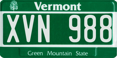VT license plate XVN988