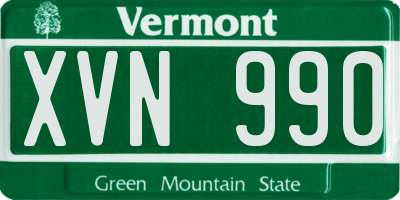 VT license plate XVN990