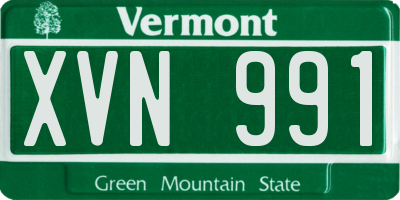 VT license plate XVN991