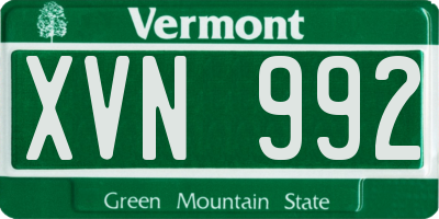 VT license plate XVN992