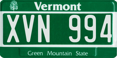 VT license plate XVN994