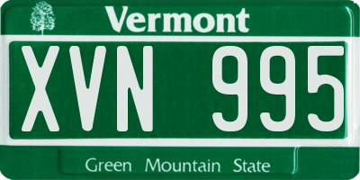VT license plate XVN995