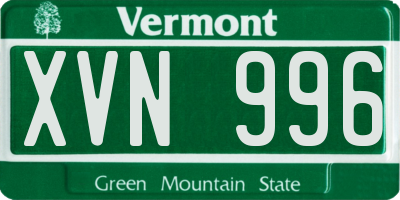 VT license plate XVN996
