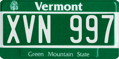 VT license plate XVN997