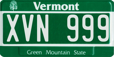VT license plate XVN999