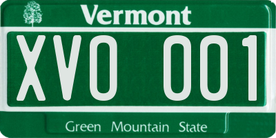 VT license plate XVO001