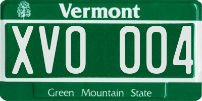 VT license plate XVO004
