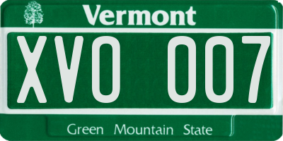 VT license plate XVO007