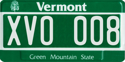 VT license plate XVO008