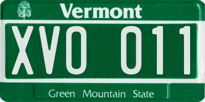 VT license plate XVO011