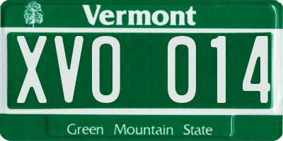 VT license plate XVO014