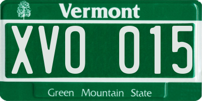VT license plate XVO015