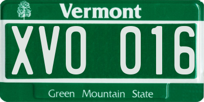VT license plate XVO016
