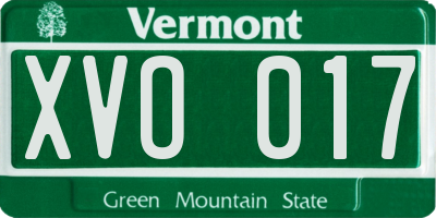 VT license plate XVO017