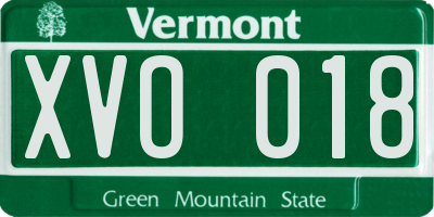 VT license plate XVO018