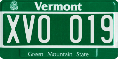 VT license plate XVO019
