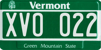 VT license plate XVO022
