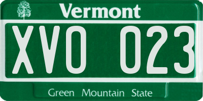 VT license plate XVO023