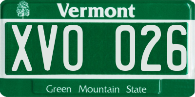 VT license plate XVO026