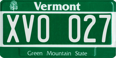 VT license plate XVO027