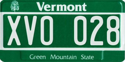 VT license plate XVO028