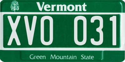 VT license plate XVO031