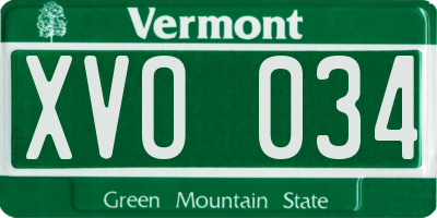 VT license plate XVO034