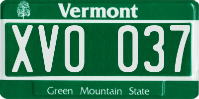 VT license plate XVO037