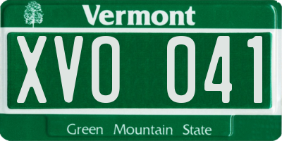 VT license plate XVO041