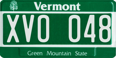 VT license plate XVO048